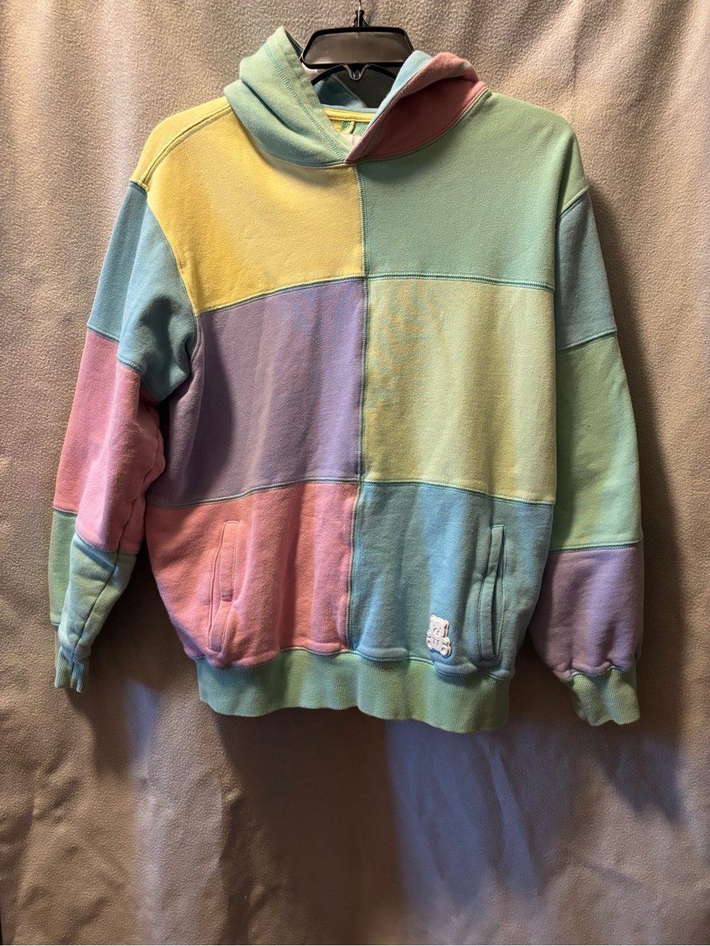 Teddy Fresh Colorblock Patchwork Hoodie - Mint, Pink, Lavender, Yellow